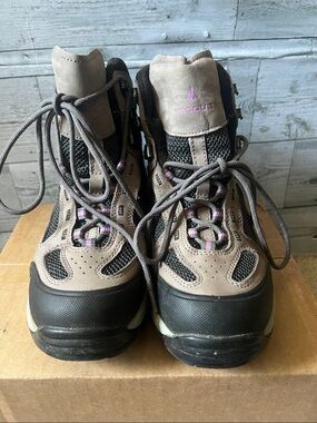Vasque Taupe and Purple Women's Lace-Up Hiking Boots size 8.5